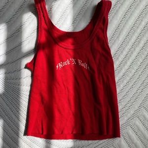brandy Melville red rock n roll tank